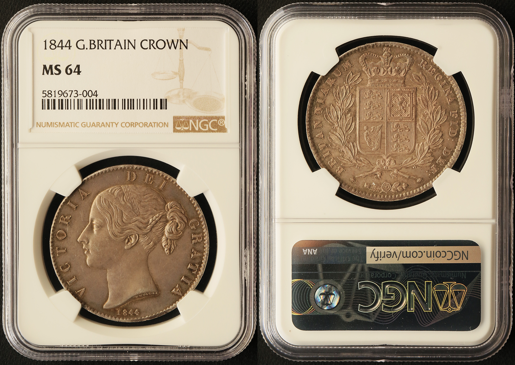 イギリス 1844 ヴィクトリアヤングヘッド クラウン銀貨 NGC MS64 商品詳細 | 金貨・銀貨・アンティークコイン・モダンコインのお取引相談  ミレニアルコイン