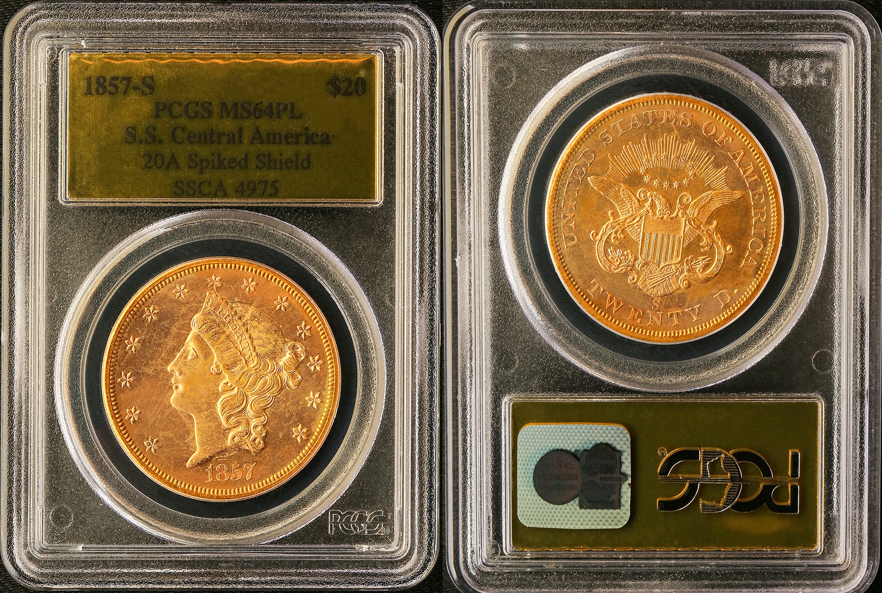 アメリカ 1857-S リバティ S.S.セントラルアメリカ号 Spiked Shield 20ドル金貨 PCGS MS64 PL 商品詳細 |  金貨・銀貨・アンティークコイン・モダンコインのお取引相談 ミレニアルコイン