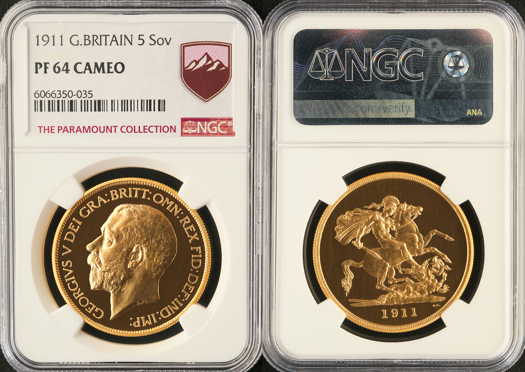 イギリス 1911 ジョージ5世 5ポンド金貨 NGC PF64 CAM 商品詳細 | 金貨・銀貨・アンティークコイン・モダンコインのお取引相談  ミレニアルコイン